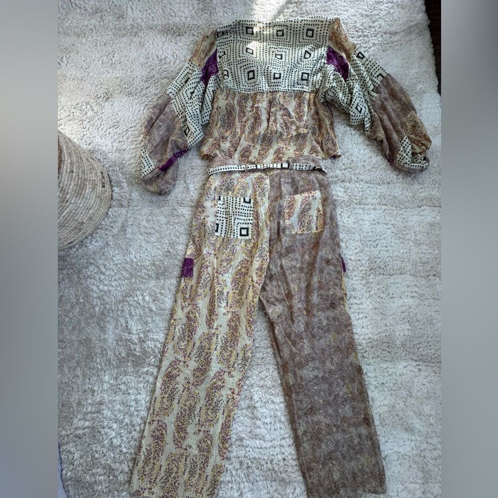 Zara Bohemian Patchwork Two Piece Set - Purple An… - image 2